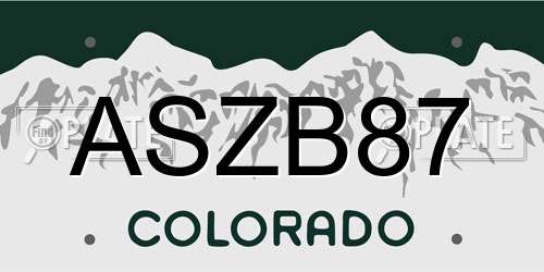 ASZB87 Colorado License Plate