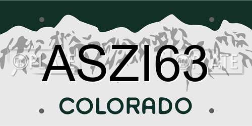 ASZI63 Colorado License Plate