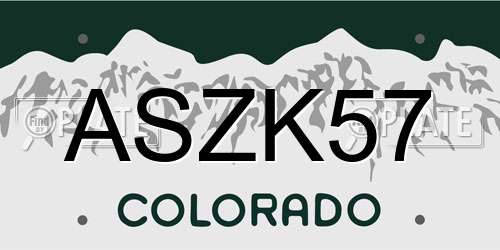 ASZK57 Colorado License Plate