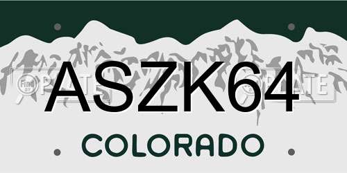 ASZK64 Colorado License Plate