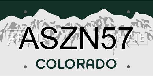 ASZN57 Colorado License Plate