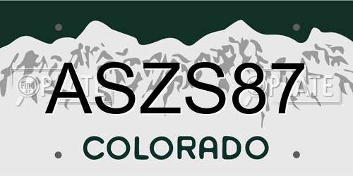 ASZS87 Colorado License Plate