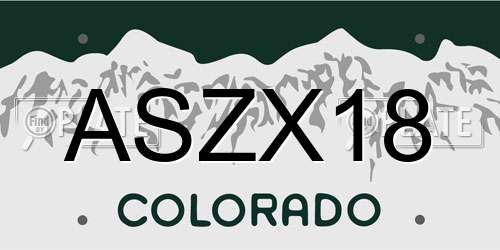 ASZX18 Colorado License Plate