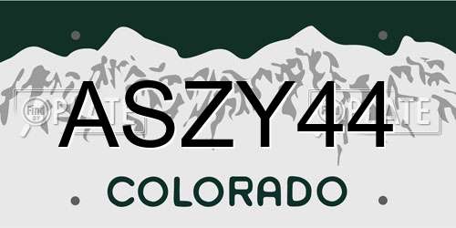 ASZY44 Colorado License Plate