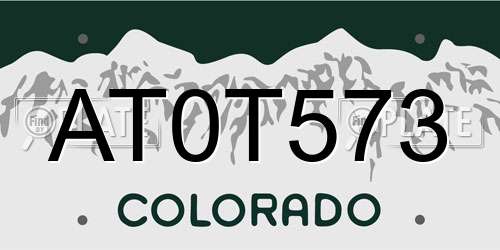 AT0T573 Colorado License Plate