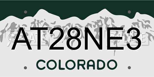 AT28NE3 Colorado License Plate