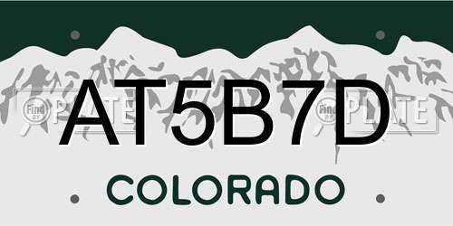 AT5B7D Colorado License Plate