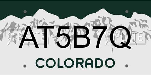AT5B7Q Colorado License Plate
