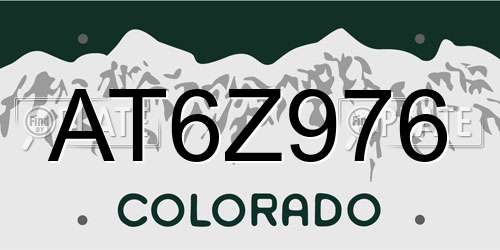 AT6Z976 Colorado License Plate