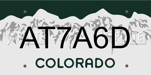 AT7A6D Colorado License Plate