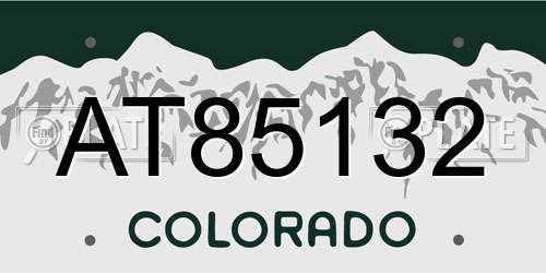 AT85132 Colorado License Plate