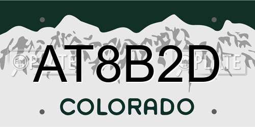 AT8B2D Colorado License Plate