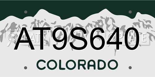 AT9S640 Colorado License Plate