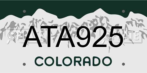 ATA925 Colorado License Plate