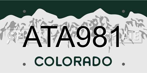 ATA981 Colorado License Plate