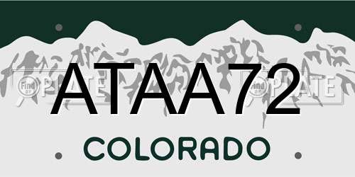 ATAA72 Colorado License Plate
