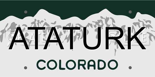ATATURK Colorado License Plate