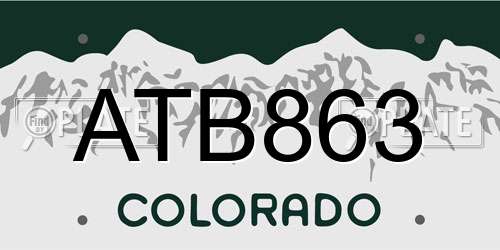 ATB863 Colorado License Plate