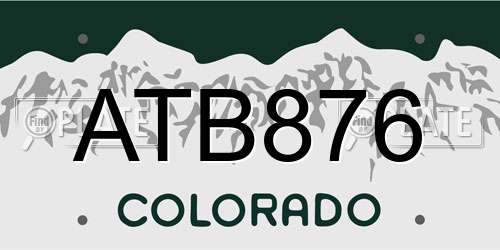 ATB876 Colorado License Plate