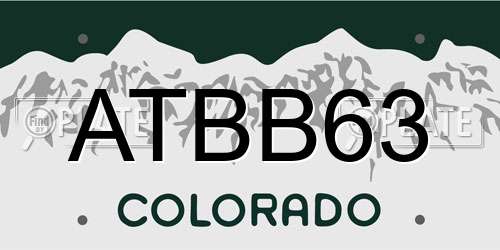 ATBB63 Colorado License Plate