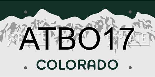 ATBO17 Colorado License Plate