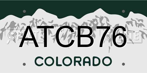 ATCB76 Colorado License Plate