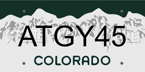 ATGY45 Colorado License Plate