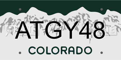 ATGY48 Colorado License Plate