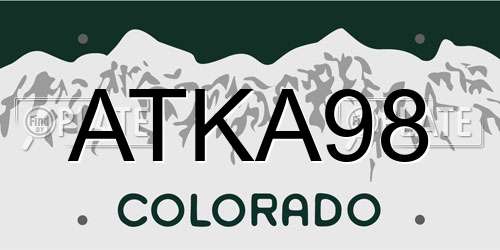 ATKA98 Colorado License Plate