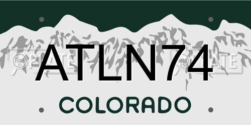 ATLN74 Colorado License Plate