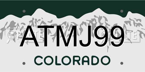 ATMJ99 Colorado License Plate