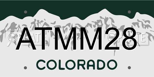 ATMM28 Colorado License Plate