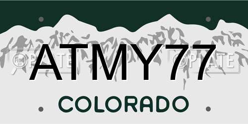 ATMY77 Colorado License Plate