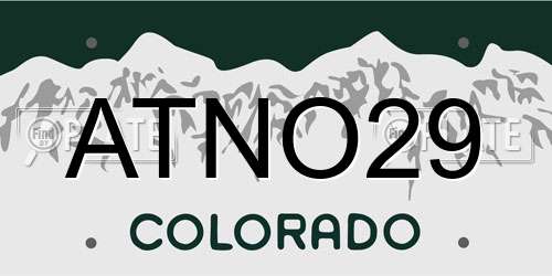 ATNO29 Colorado License Plate