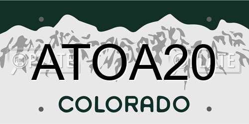 ATOA20 Colorado License Plate