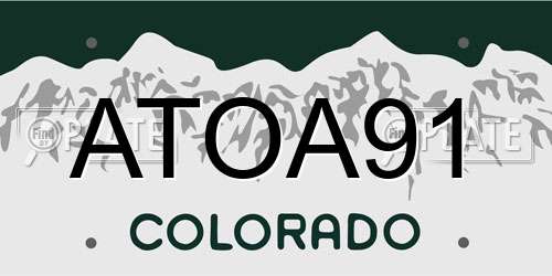 ATOA91 Colorado License Plate