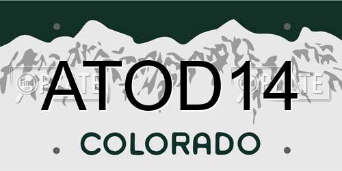 ATOD14 Colorado License Plate