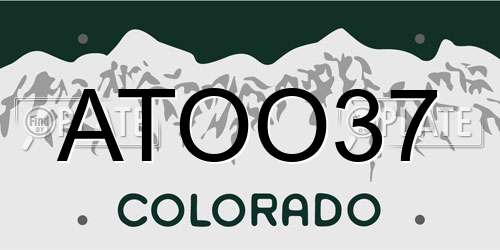 ATOO37 Colorado License Plate