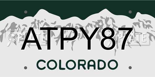 ATPY87 Colorado License Plate