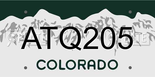 ATQ205 Colorado License Plate
