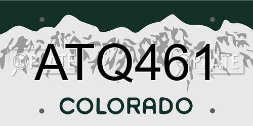 ATQ461 Colorado License Plate