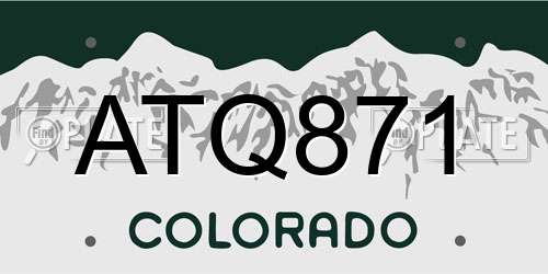 ATQ871 Colorado License Plate