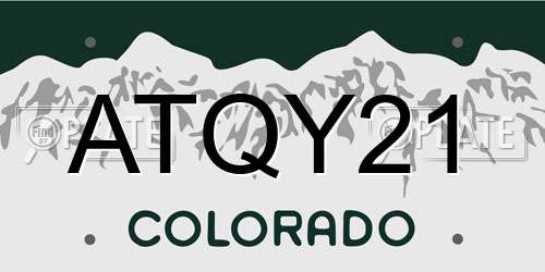 ATQY21 Colorado License Plate
