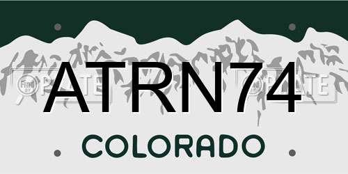 ATRN74 Colorado License Plate