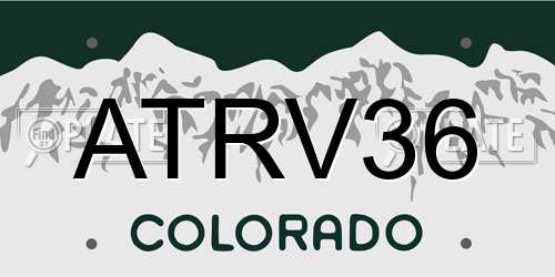 ATRV36 Colorado License Plate