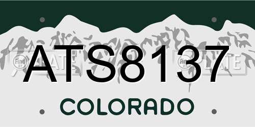 ATS8137 Colorado License Plate
