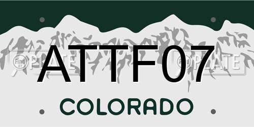 ATTF07 Colorado License Plate