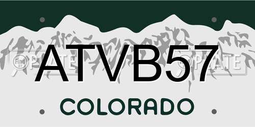 ATVB57 Colorado License Plate