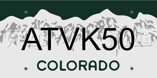 ATVK50 Colorado License Plate