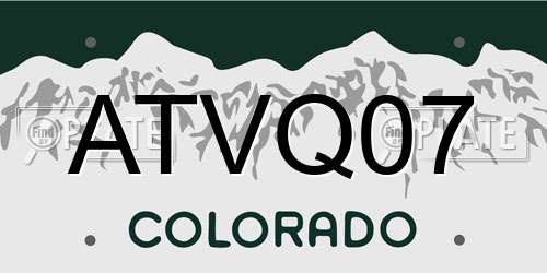 ATVQ07 Colorado License Plate